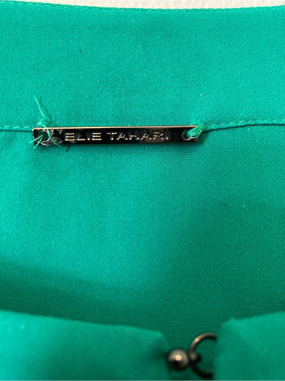 Elie Tahari Emerald Green Long-Sleeve Keyhole Blouse - Picture 4 of 4